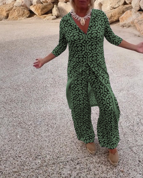 Vintage trykt sett med jakkeslag og knapp