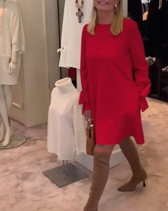 Kjole Modig Rund Hals Sløyfe Erm