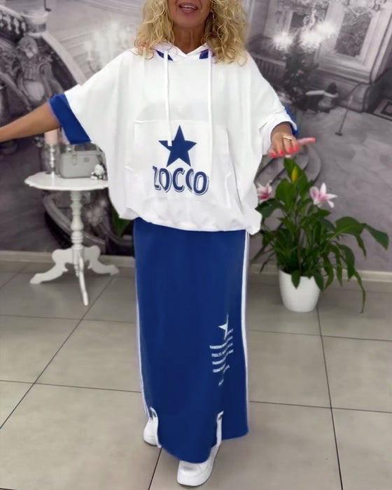 Sett Med Hette Snøring Trykt Skjørt