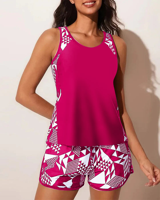 Badedrakt Tanktop Geometrisk Trykk Todelt