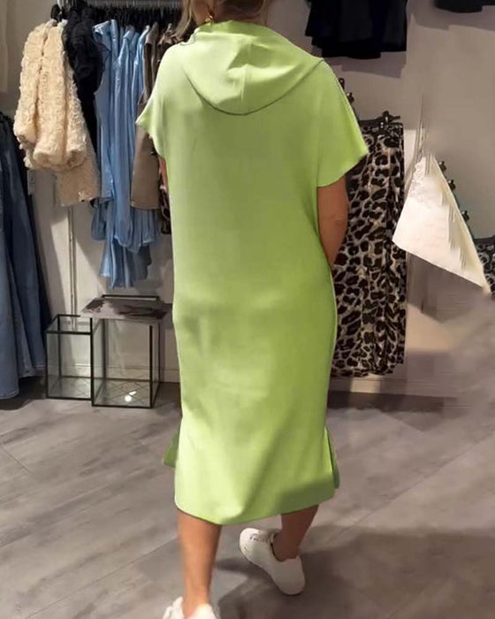 Kjole Med Hette Casual Snøring