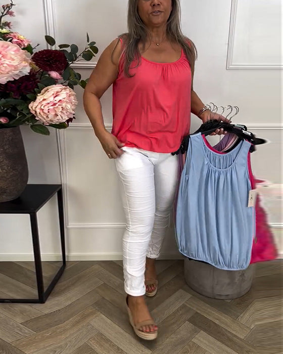 Topp Uten Ermer Ensfarget Foldet