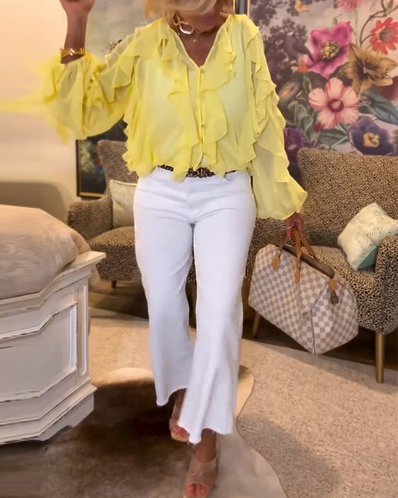 Rysjet, Luftig Skjorte I Ensfarget Design