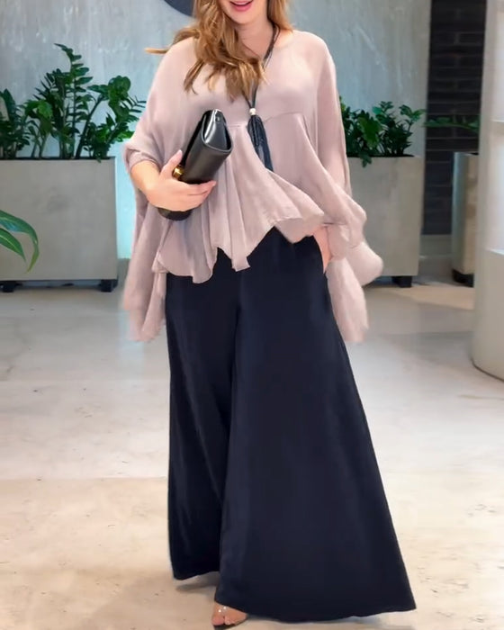 Bluse Med Elegant Ensfarget Stil