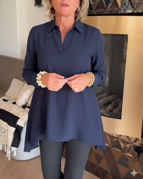 Uregelmessig Krage Langermet Topp