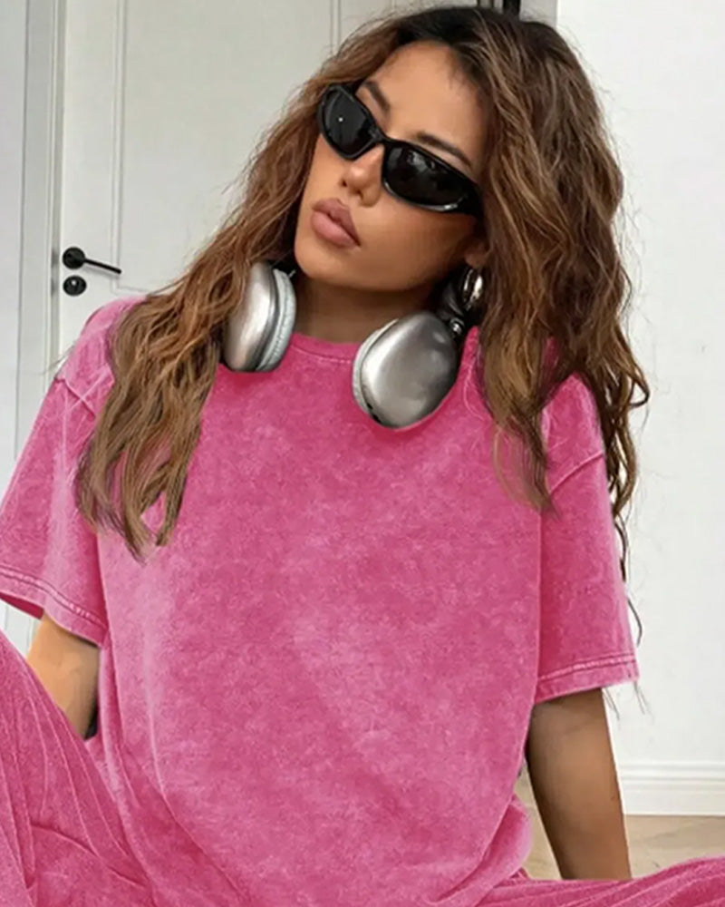 Sett Distressed Kort Erme Casual