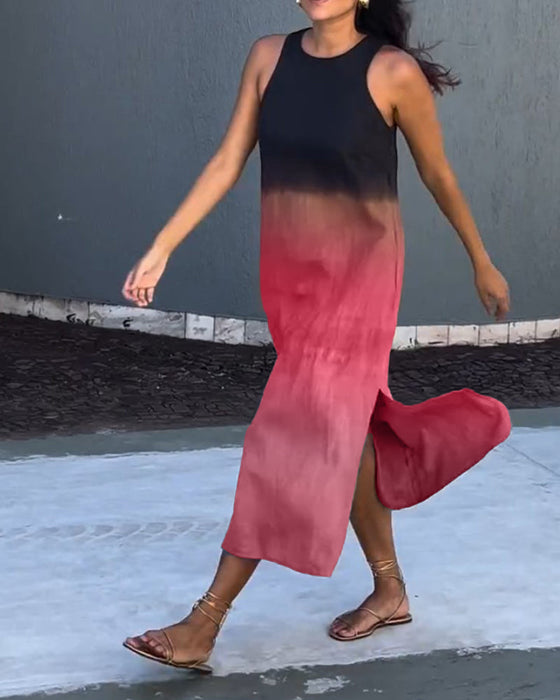 Kjole med ermeløs og gradient