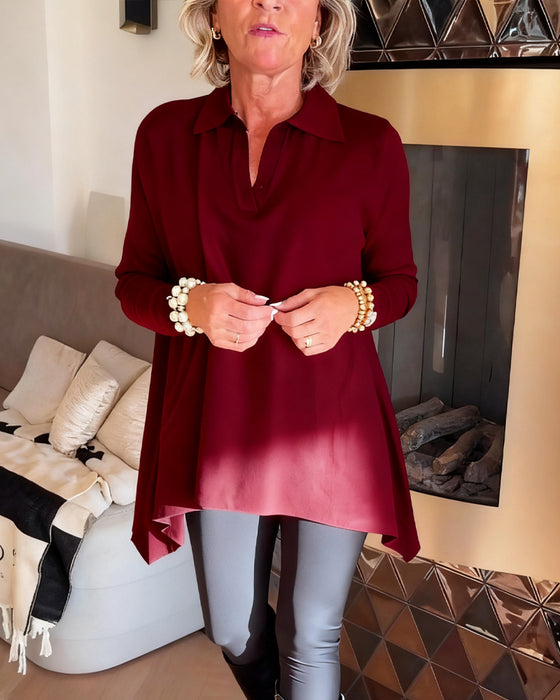 Uregelmessig Krage Langermet Topp