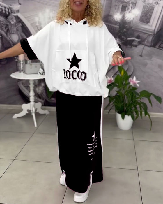 Sett Med Hette Snøring Trykt Skjørt