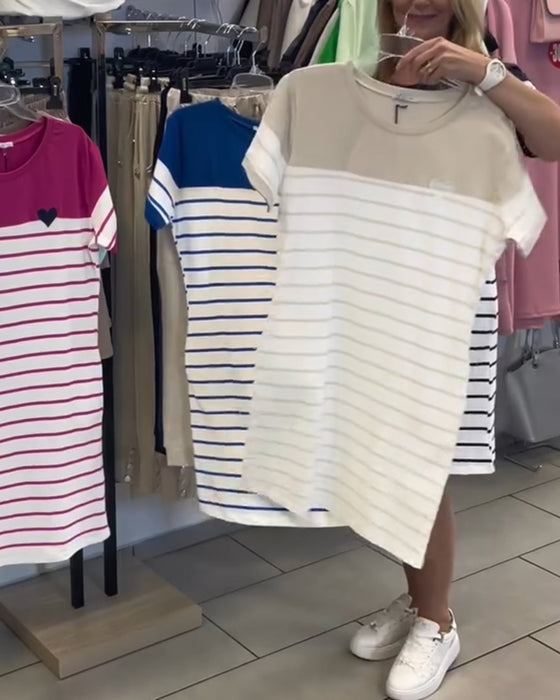 Kjole Rundhals Casual Stripet