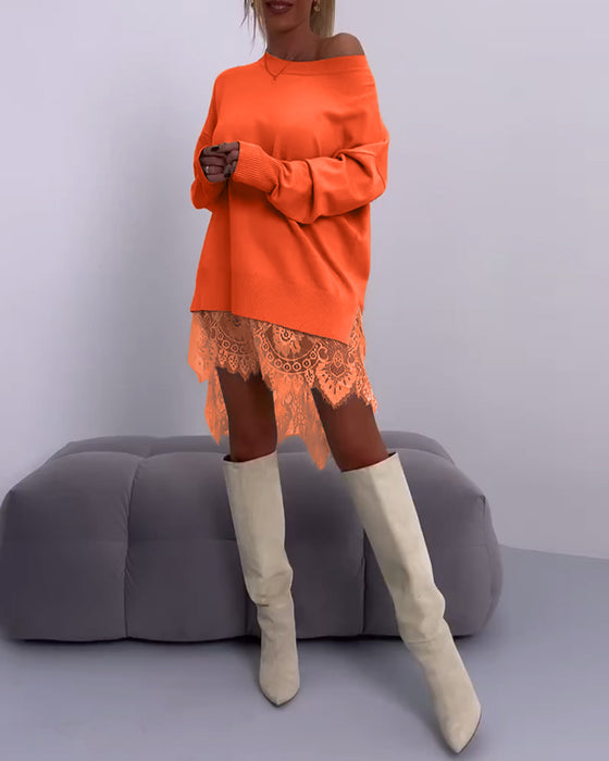 Ensfarget off-shoulder genser med smal passform