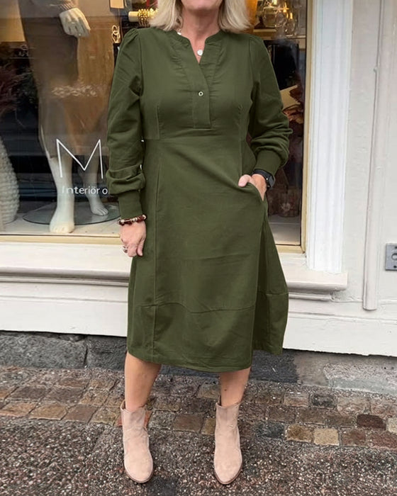 Kjole tilfeldig retro langermet