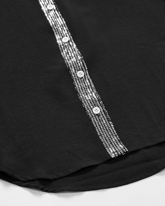 Avslappet topp med panel med paljettknapp