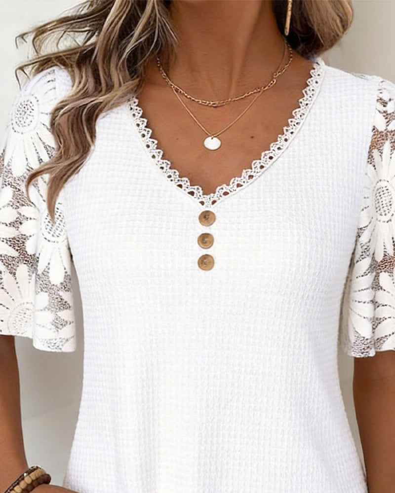 Bluse Blonde Tusenfryd Lappeteppe V-Hals