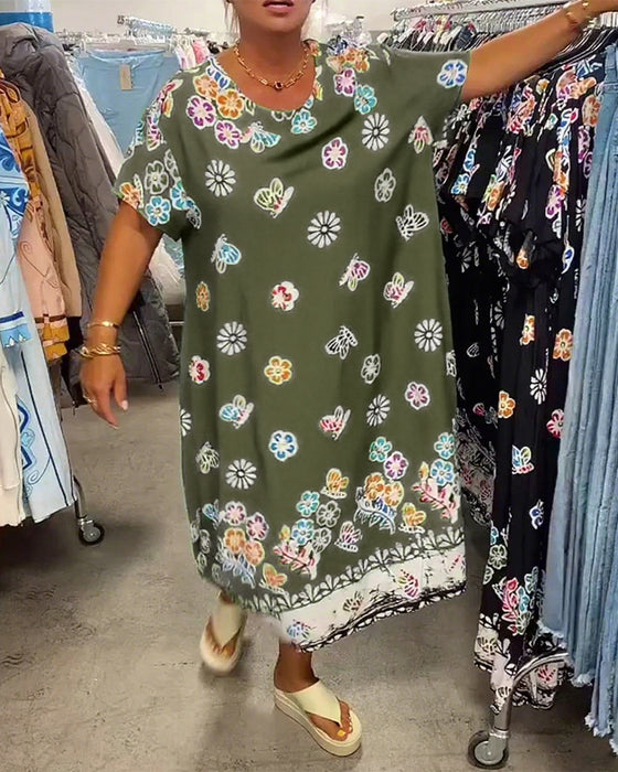 Kjole Oversize Trykt Løs