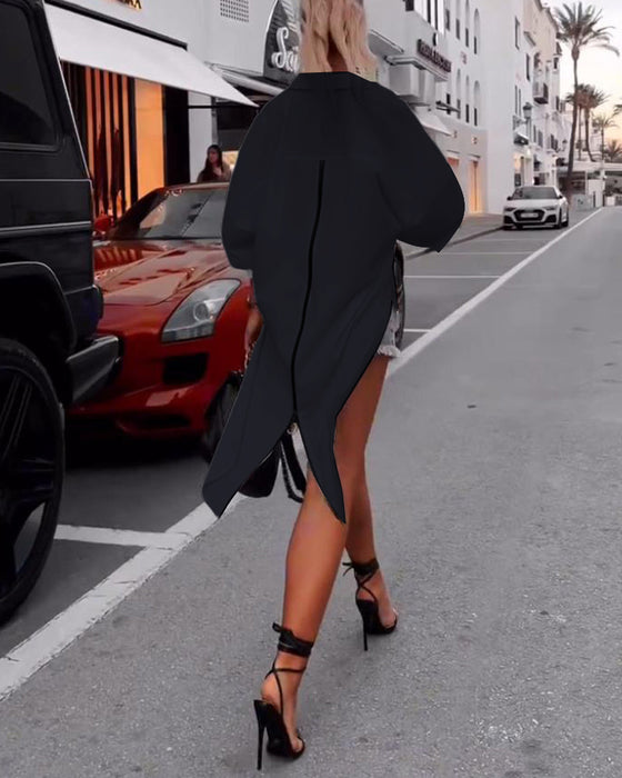 Ensfarget casual skjorte med jakkeslag