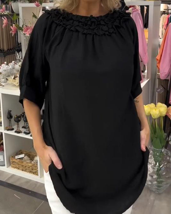 Bluse Kortermet Blomstert Løs