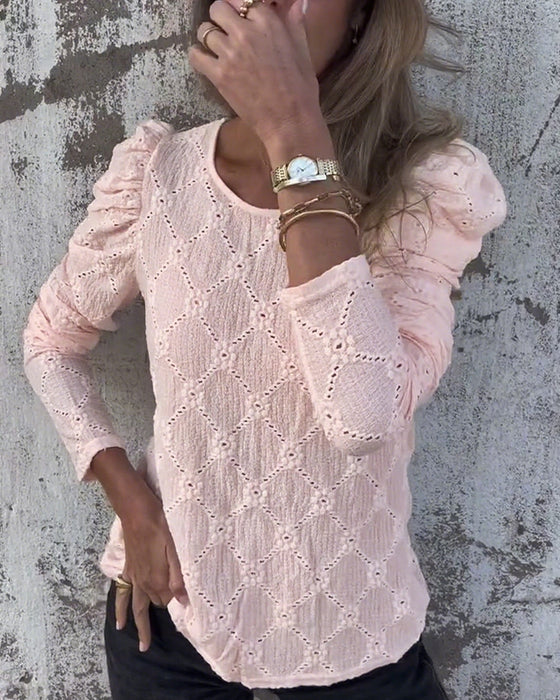 Bluse Med Puffermer Og Cutout