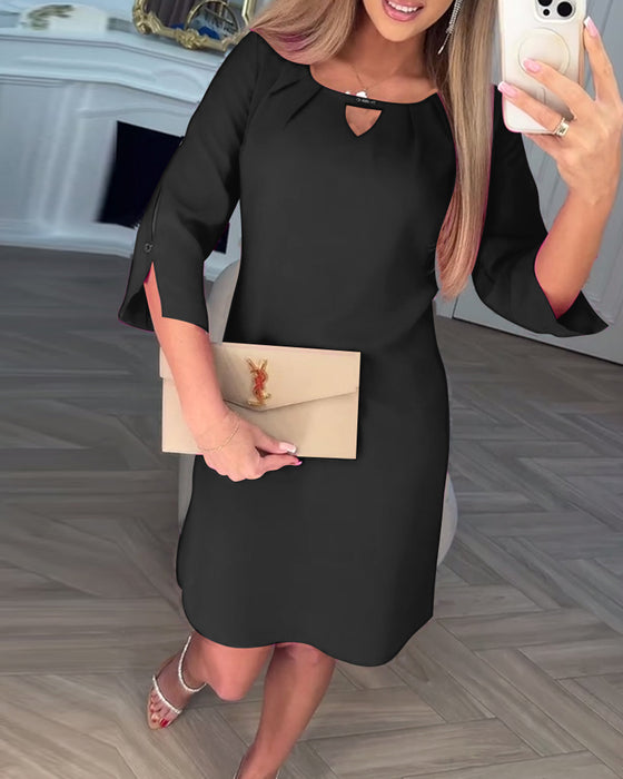 Kjole Elegant Ensfarget Hul Rett