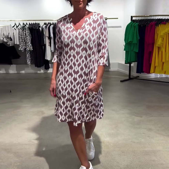 Kjole Ståkrage Midilengde Trykt