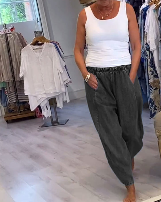 Jeans Med Elastisk Midje I Casual Stil