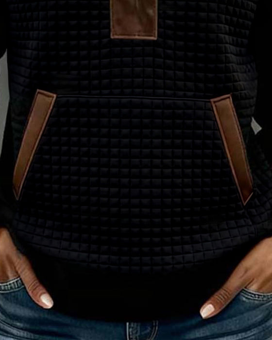 Sweatshirt Krage Glidelomme Lomme Fargeblokk