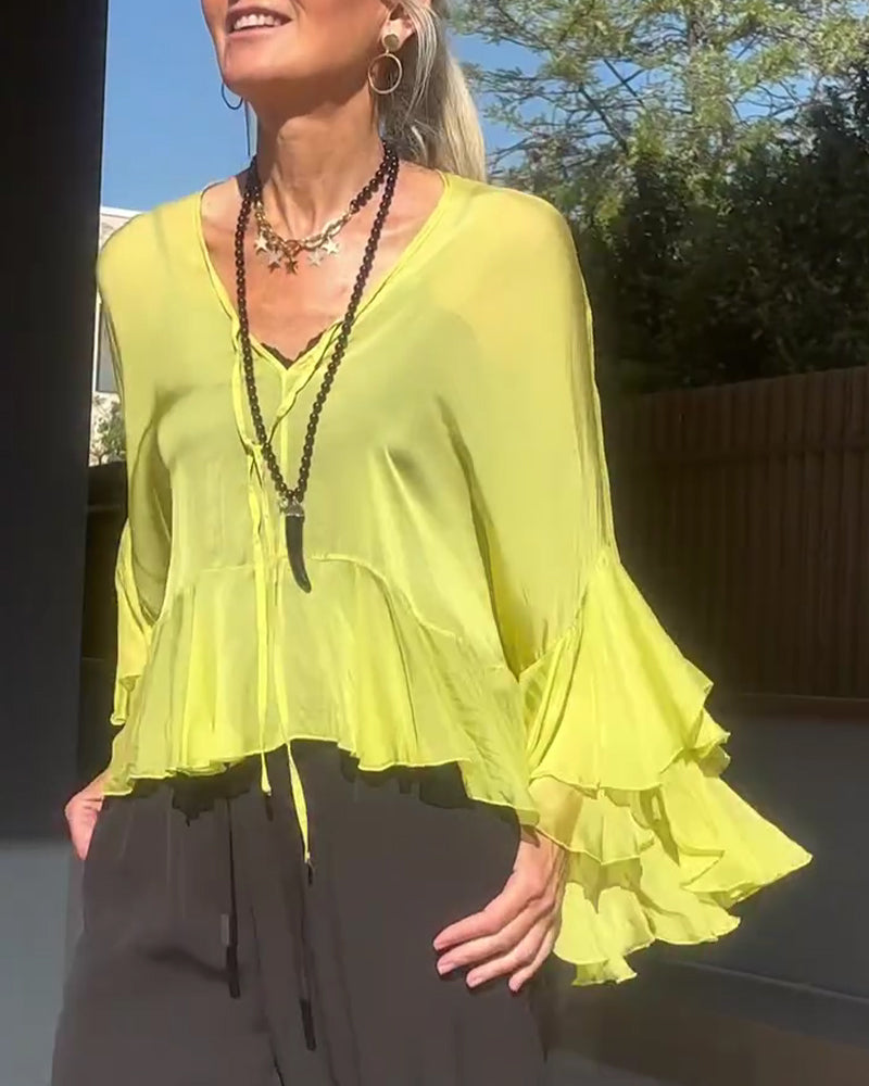 Bluse Ruffle Flagermuserm Flagermuserm