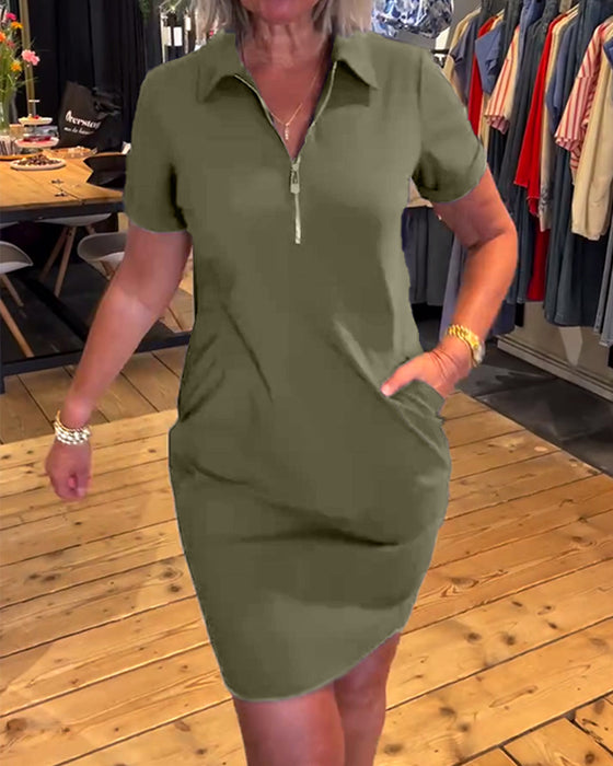 Kjole Krageblad Glidelås