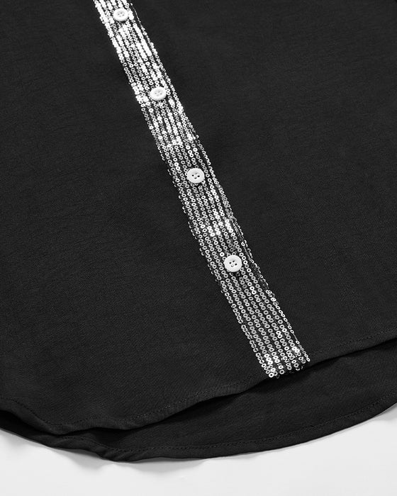 Avslappet topp med panel med paljettknapp