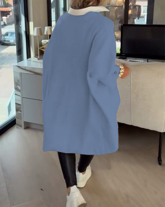 Genser Med V-Hals, Knappet Og Asymmetrisk Egenskaper