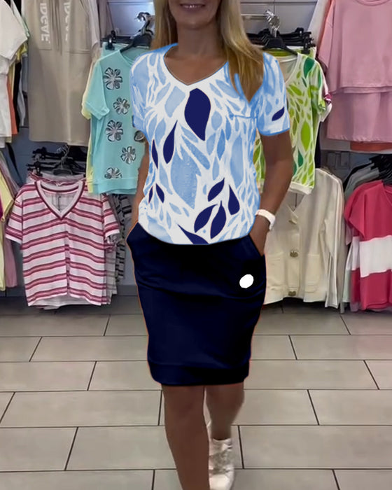 Drakt Elegant Pendler Skjørt Todelt