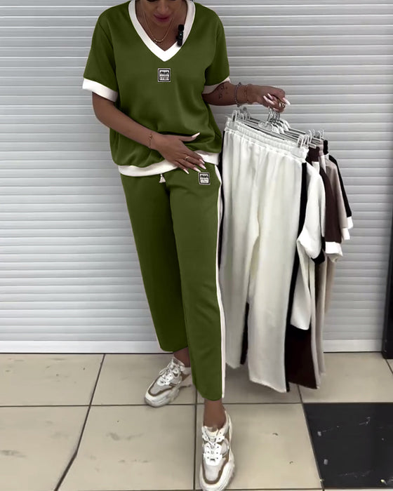 Dress Casual V-Hals Kontrastfarge Sport