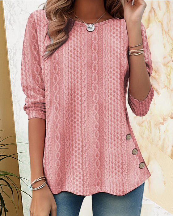 Ensfarget topp med rund hals