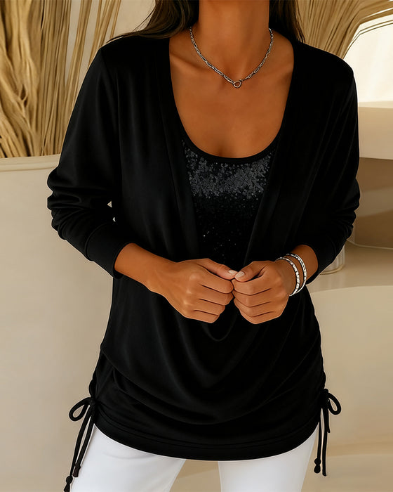 Topp Med Paljetter Og Kontrastfarger I Tofarget Look