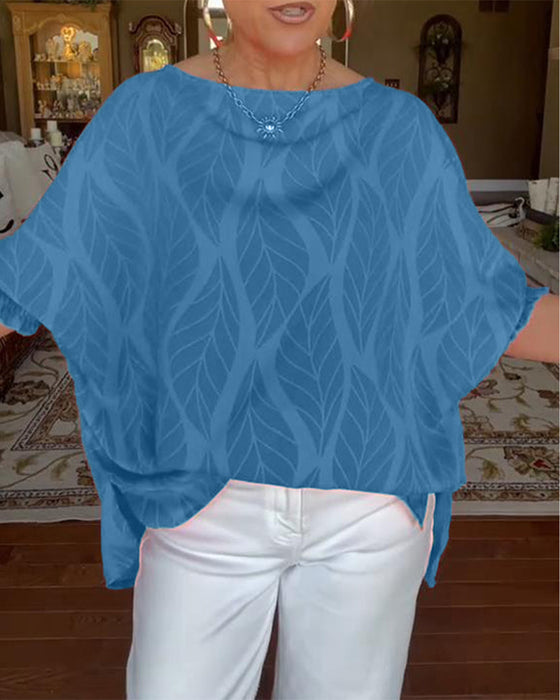 Bluse Rund Hals Løs Trykk