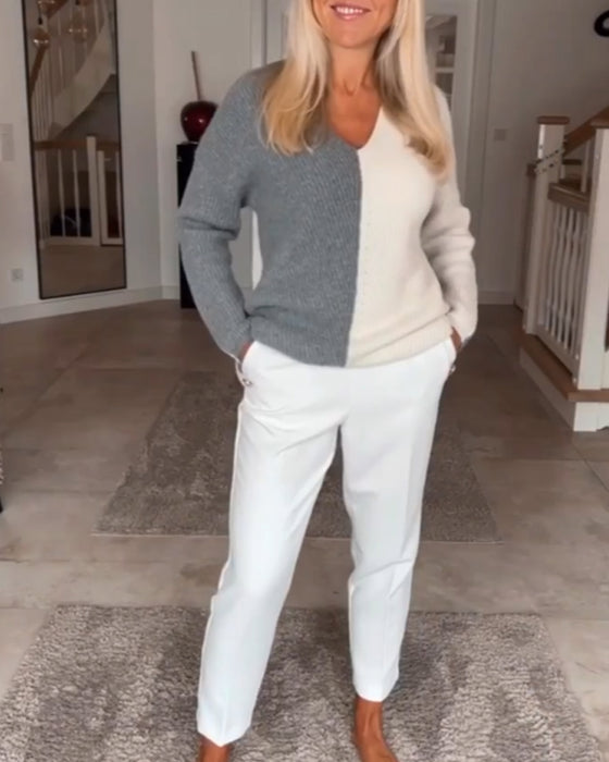 V-hals fargeblokkgenser