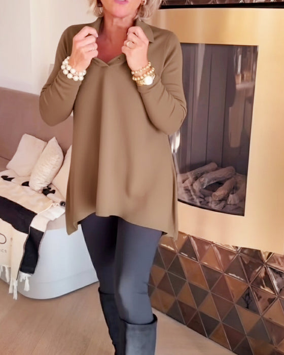 Uregelmessig Krage Langermet Topp