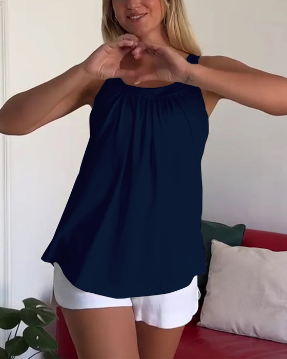 Topp Stroppeløs Plissert Ensfarget