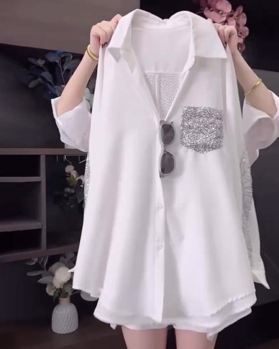 Jakkeslagstrøye Med Lang Erm Og Paljetter