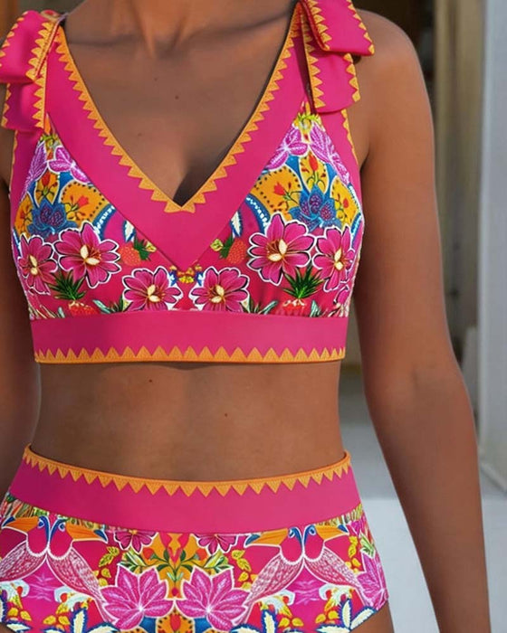 Bikini Etnisk Blomstrende V-Hals