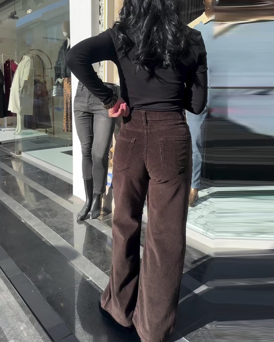 Bukser Fløyel Casual Vide Ben