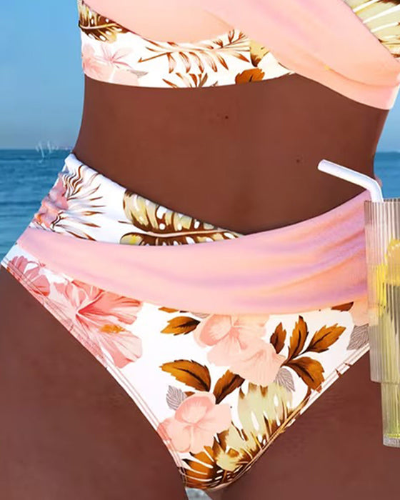 Bikini Kontrast Blomstret Splittet