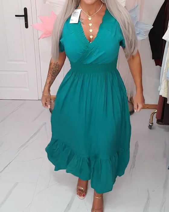 Kjole Elegant V-Hals A-Linje