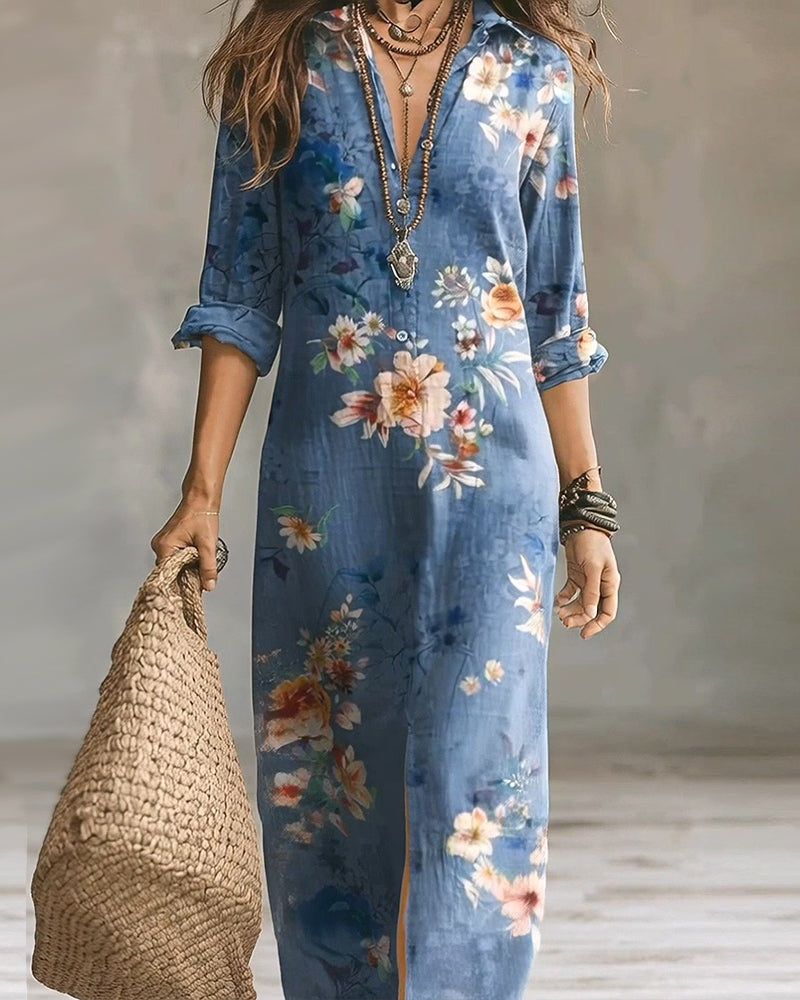 Kjole Blomstret Trykk Maxi