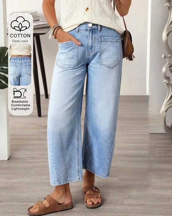 Jeans Denim Elastisk Midje Vida Ben Croppet