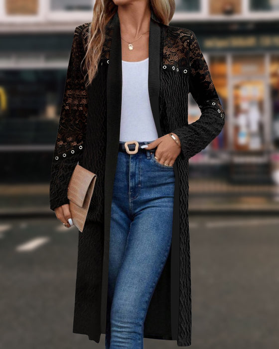 Elegant hul ensfarget frakk i blonder