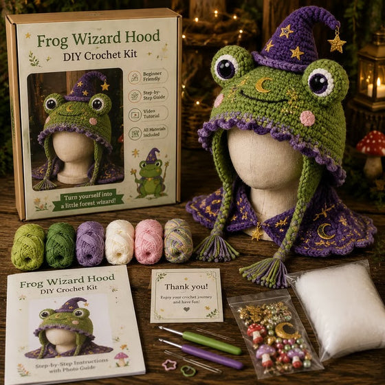 🐉✨ DIY hekle sett: Fantasi hettehatt 🧶🎭✨