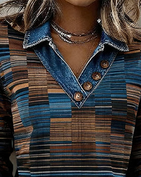 Topp Denim Patchwork Stripe Vintage