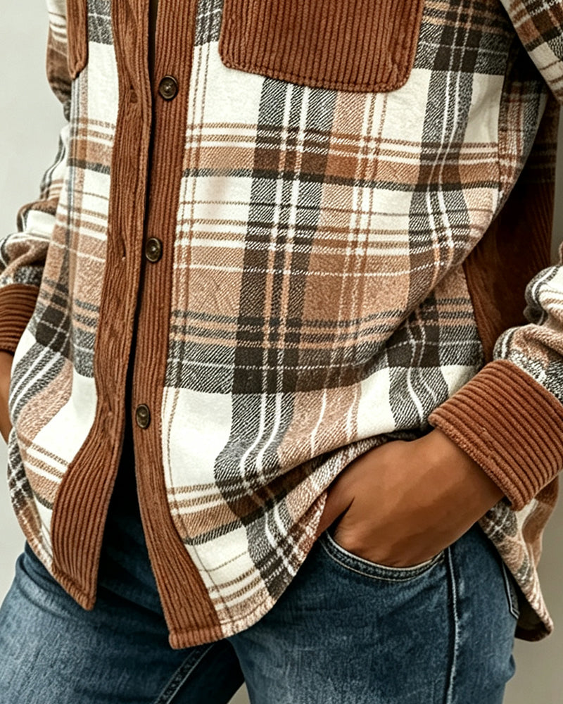 Skjorte Rute Patchwork Lomme