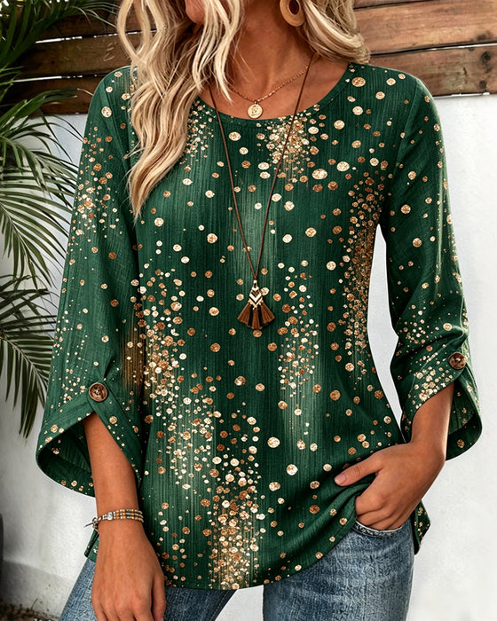 Bluse Rundhalset Polka Dot
